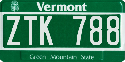VT license plate ZTK788