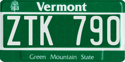 VT license plate ZTK790