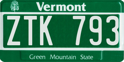 VT license plate ZTK793