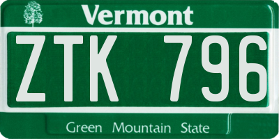 VT license plate ZTK796