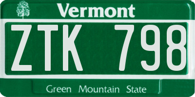 VT license plate ZTK798