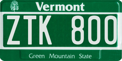 VT license plate ZTK800
