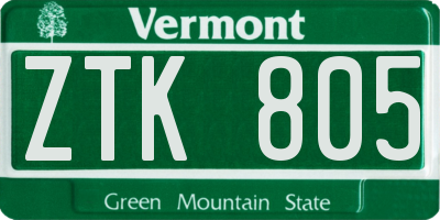 VT license plate ZTK805