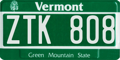 VT license plate ZTK808