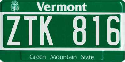 VT license plate ZTK816