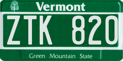 VT license plate ZTK820