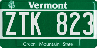 VT license plate ZTK823