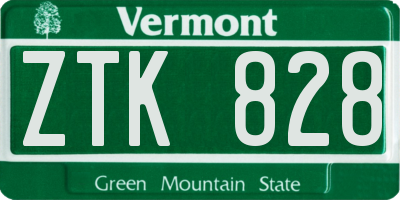 VT license plate ZTK828