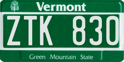 VT license plate ZTK830