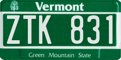 VT license plate ZTK831