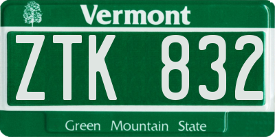 VT license plate ZTK832