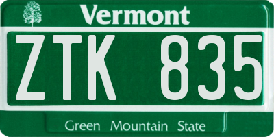 VT license plate ZTK835