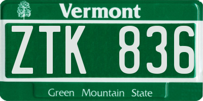 VT license plate ZTK836