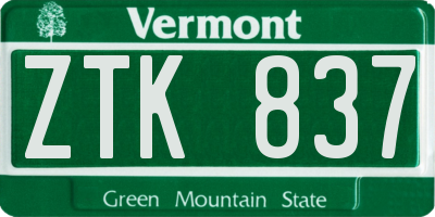 VT license plate ZTK837