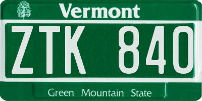 VT license plate ZTK840