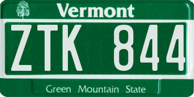 VT license plate ZTK844