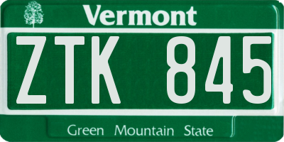VT license plate ZTK845
