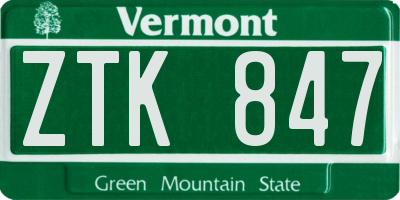 VT license plate ZTK847