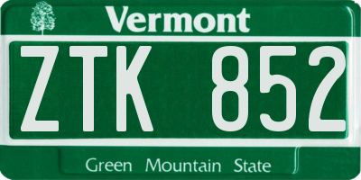 VT license plate ZTK852