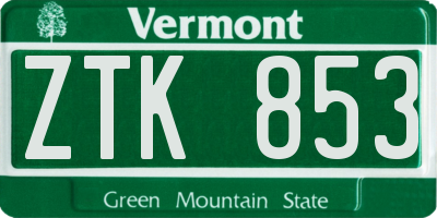 VT license plate ZTK853