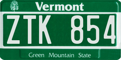 VT license plate ZTK854