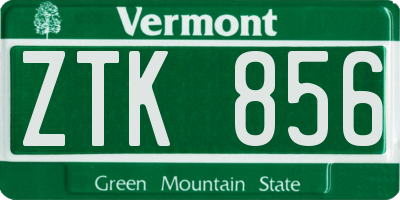 VT license plate ZTK856