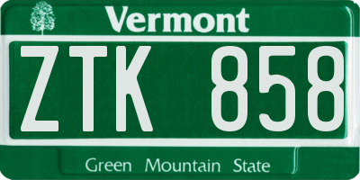 VT license plate ZTK858