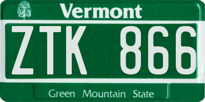 VT license plate ZTK866