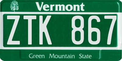 VT license plate ZTK867
