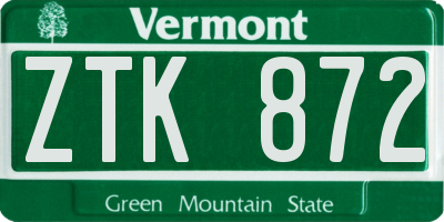 VT license plate ZTK872