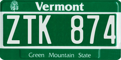 VT license plate ZTK874