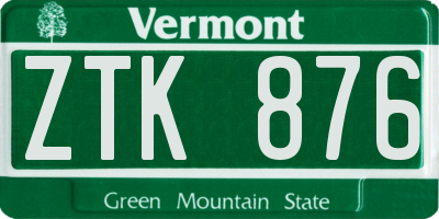 VT license plate ZTK876