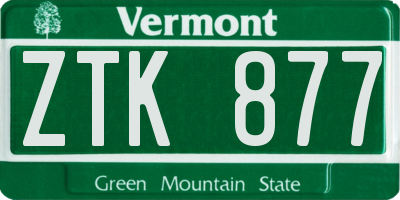 VT license plate ZTK877
