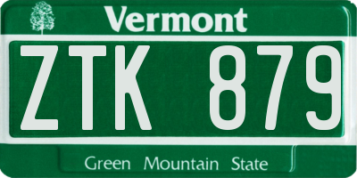 VT license plate ZTK879