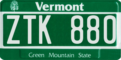 VT license plate ZTK880