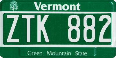 VT license plate ZTK882