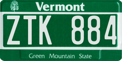 VT license plate ZTK884