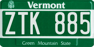 VT license plate ZTK885