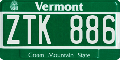 VT license plate ZTK886