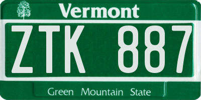 VT license plate ZTK887