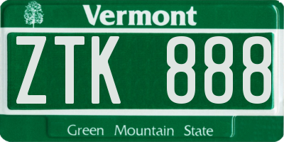 VT license plate ZTK888