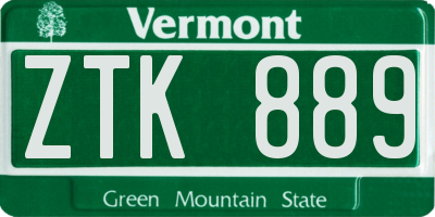 VT license plate ZTK889
