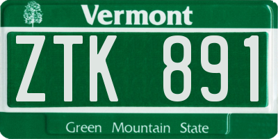 VT license plate ZTK891