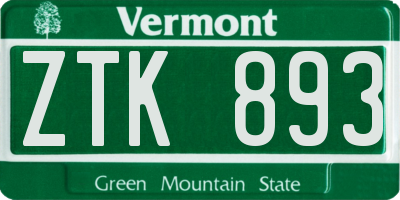 VT license plate ZTK893