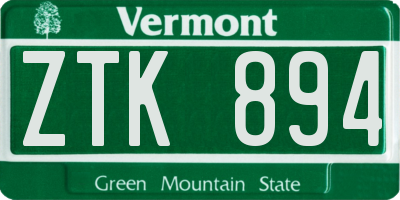 VT license plate ZTK894