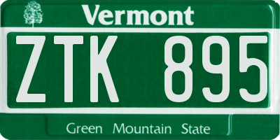 VT license plate ZTK895