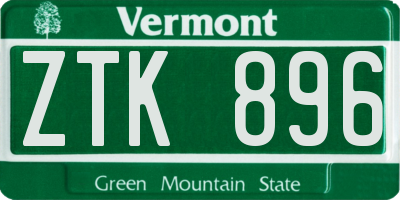 VT license plate ZTK896
