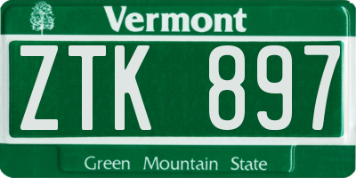 VT license plate ZTK897
