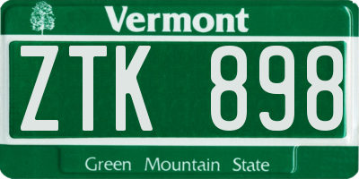 VT license plate ZTK898