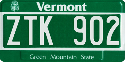 VT license plate ZTK902